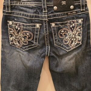 🧡 NWOT ❤️ Miss Me Kids Jeans 7 with Embellished Pockets - Dark Blue